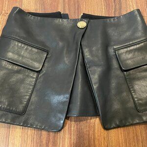 BALMAIN Short Leather Skirt
